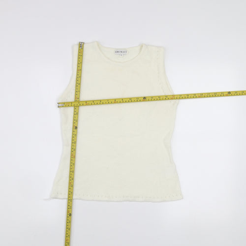 Abstract Women Ivory Sleeveless Knit Vest Jumper Size S