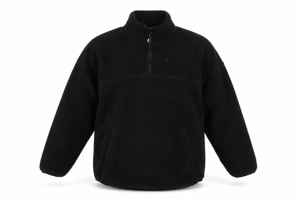 Front view of Dunnes Men's Black Fleece 1/4 Zip Pullover Sweatshirt, size M