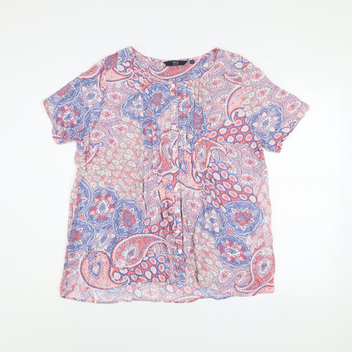 Isle Collection Women's Pink Blue Paisley Viscose Blouse Size 14