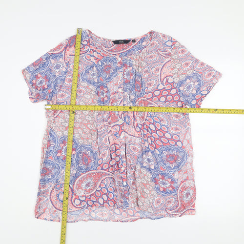 Isle Collection Women's Pink Blue Paisley Viscose Blouse Size 14