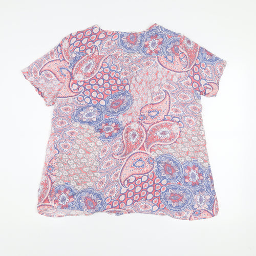 Isle Collection Women's Pink Blue Paisley Viscose Blouse Size 14