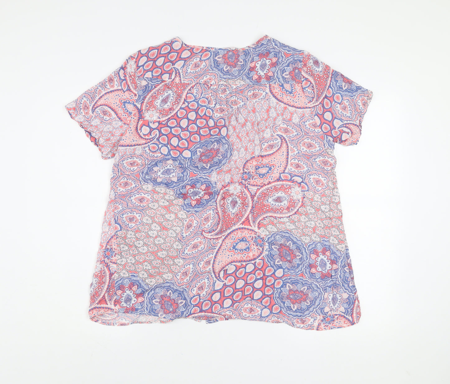 Isle Collection Women's Pink Blue Paisley Viscose Blouse Size 14