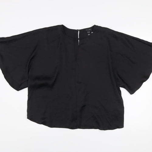 New Look Women Black Kimono Blouse Size 14 Relaxed Fit Polyester