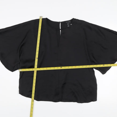 New Look Women Black Kimono Blouse Size 14 Relaxed Fit Polyester