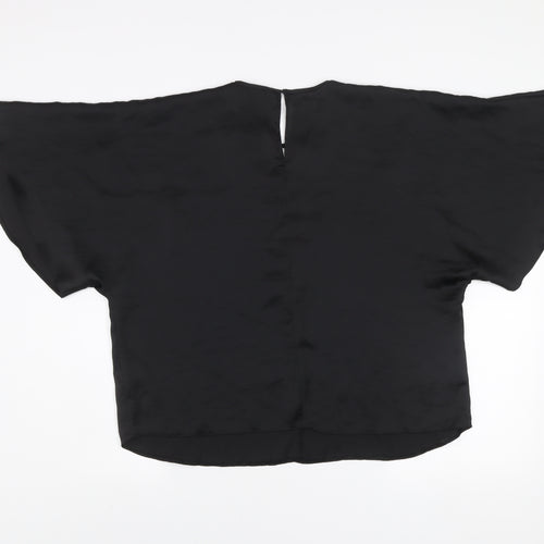 New Look Women Black Kimono Blouse Size 14 Relaxed Fit Polyester