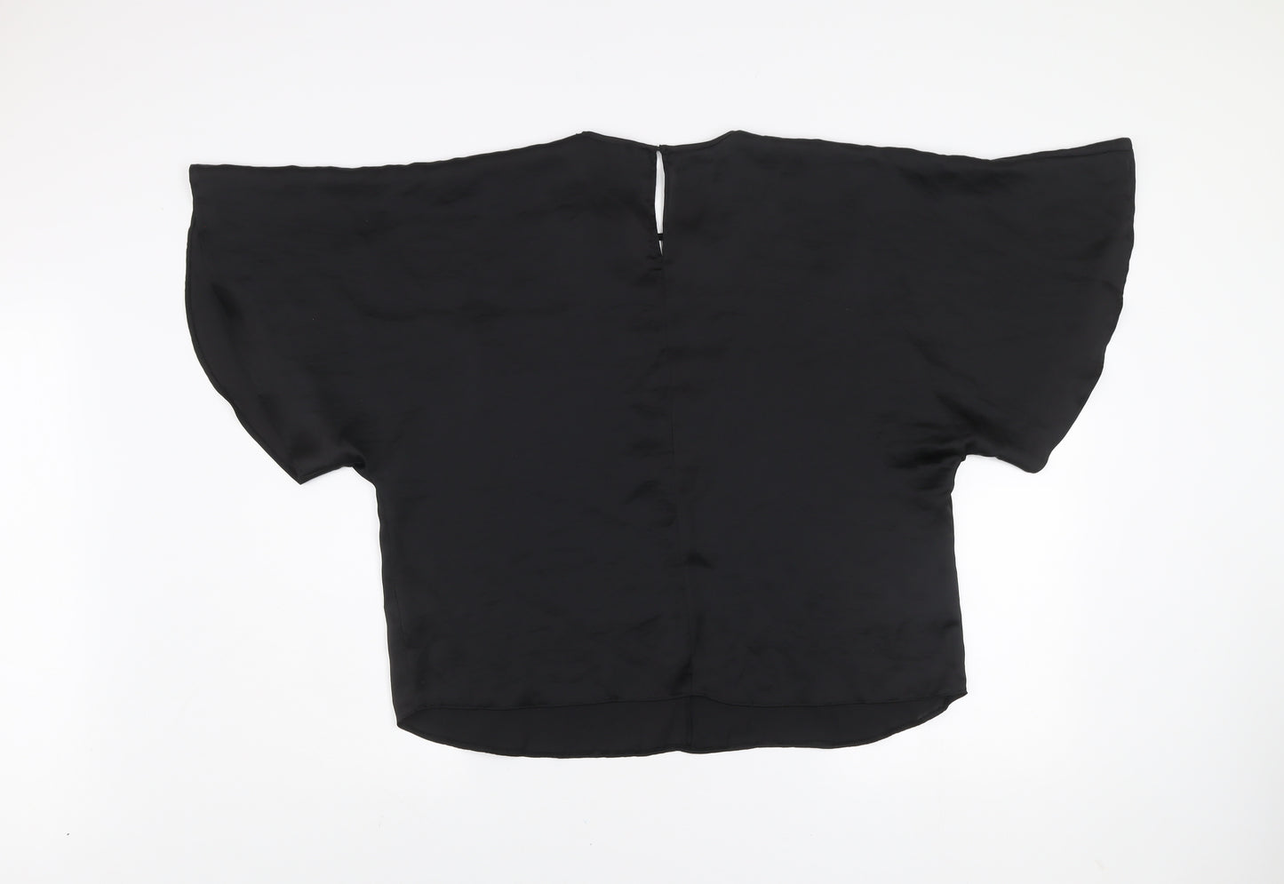 New Look Women Black Kimono Blouse Size 14 Relaxed Fit Polyester