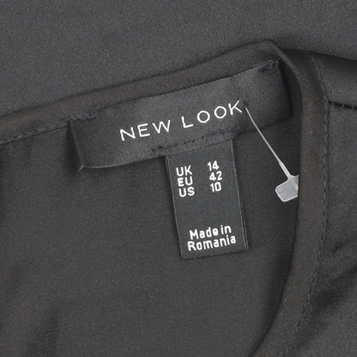 New Look Women Black Kimono Blouse Size 14 Relaxed Fit Polyester