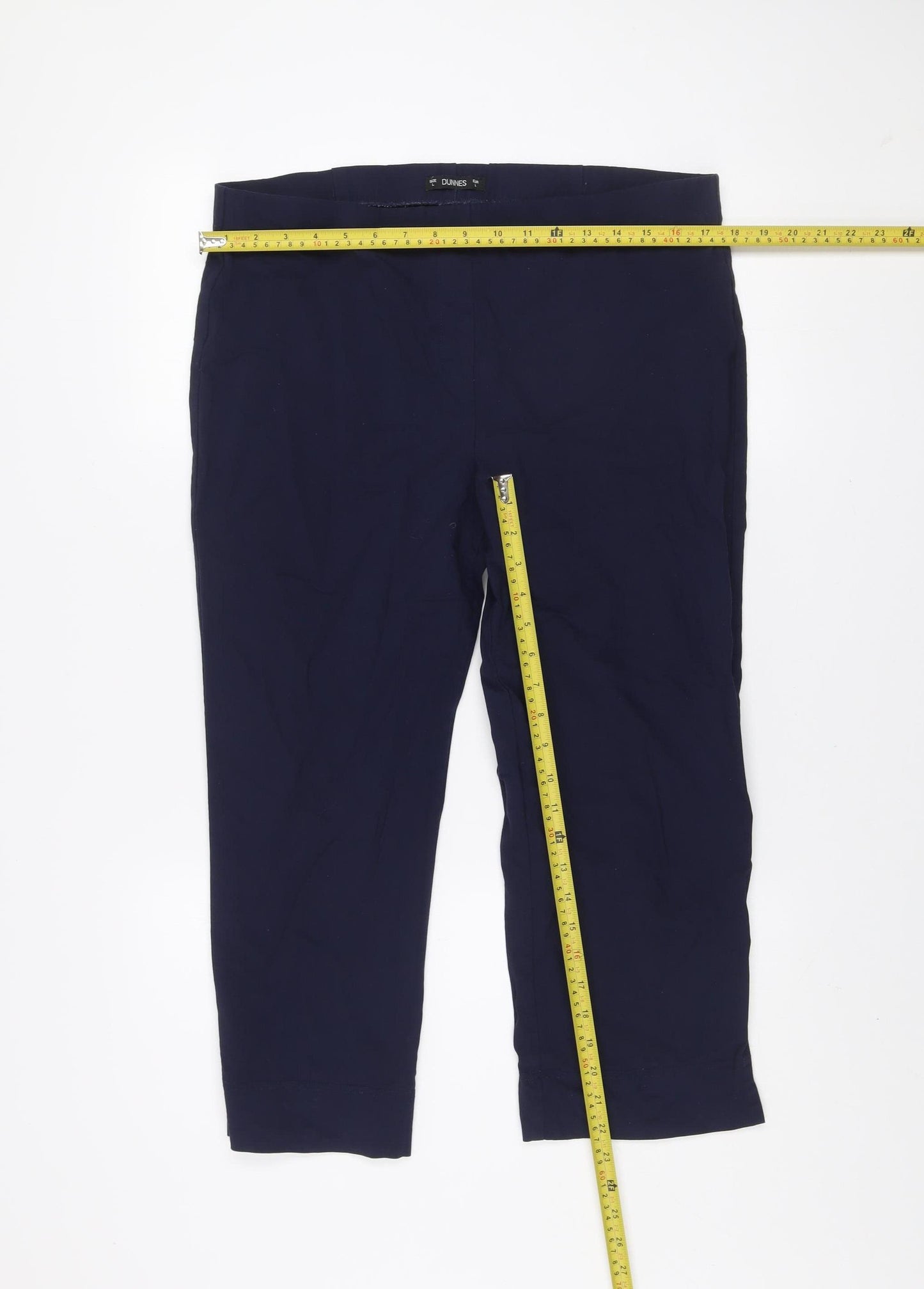 Dunnes Women Blue L Stretch Viscose Straight Trousers