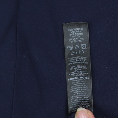 Dunnes Women Blue L Stretch Viscose Straight Trousers