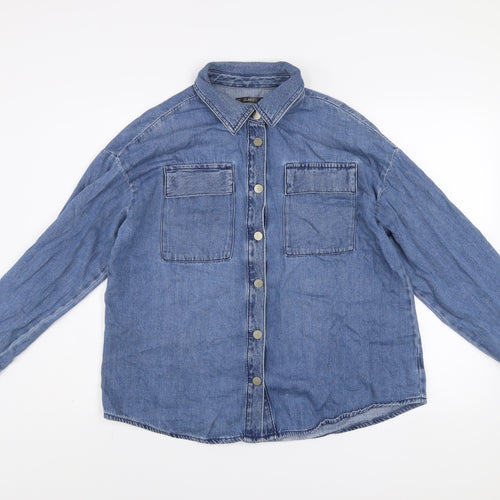 Dunnes Men Blue Denim Long Sleeve Button-Up Shirt Size L