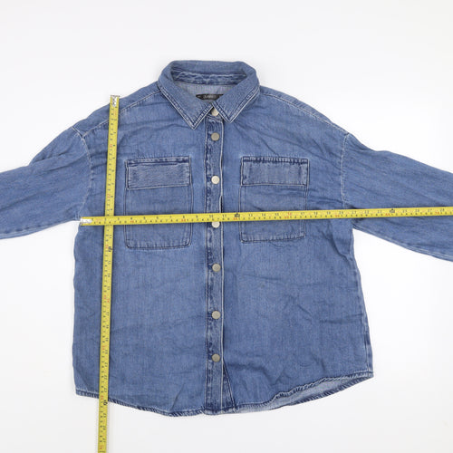 Dunnes Men Blue Denim Long Sleeve Button-Up Shirt Size L