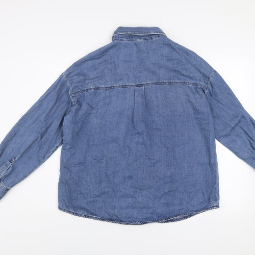 Dunnes Men Blue Denim Long Sleeve Button-Up Shirt Size L