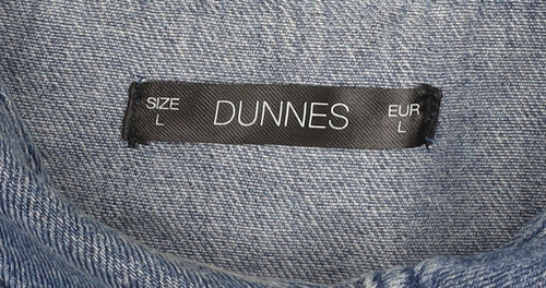 Dunnes Men Blue Denim Long Sleeve Button-Up Shirt Size L