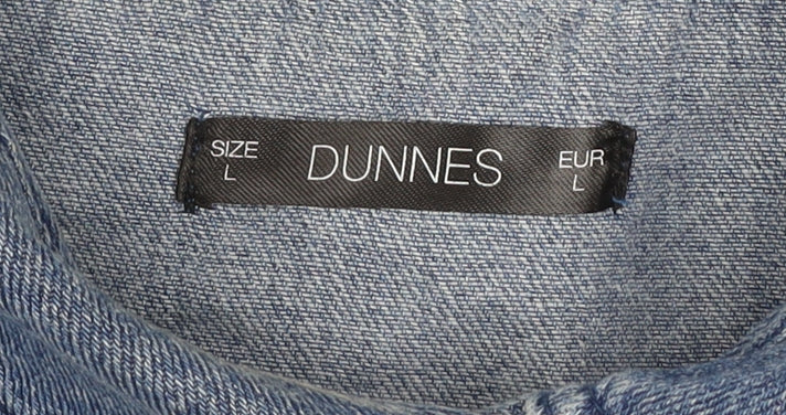 Dunnes Men Blue Denim Long Sleeve Button-Up Shirt Size L