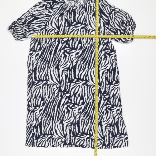 Marks and Spencer Women Blue Zebra Print Short Sleeve Shift Dress Size 10