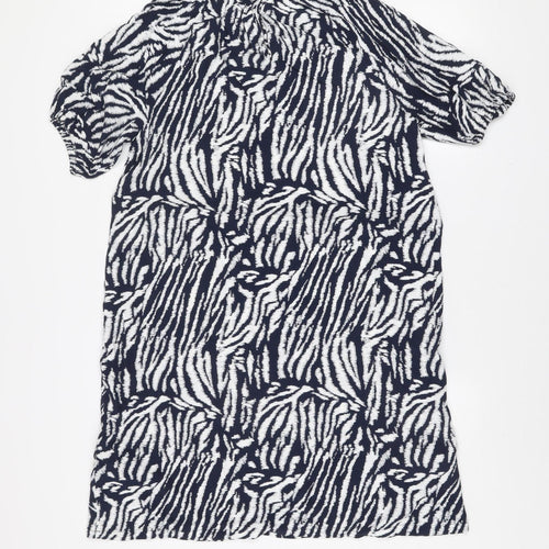 Marks and Spencer Women Blue Zebra Print Short Sleeve Shift Dress Size 10