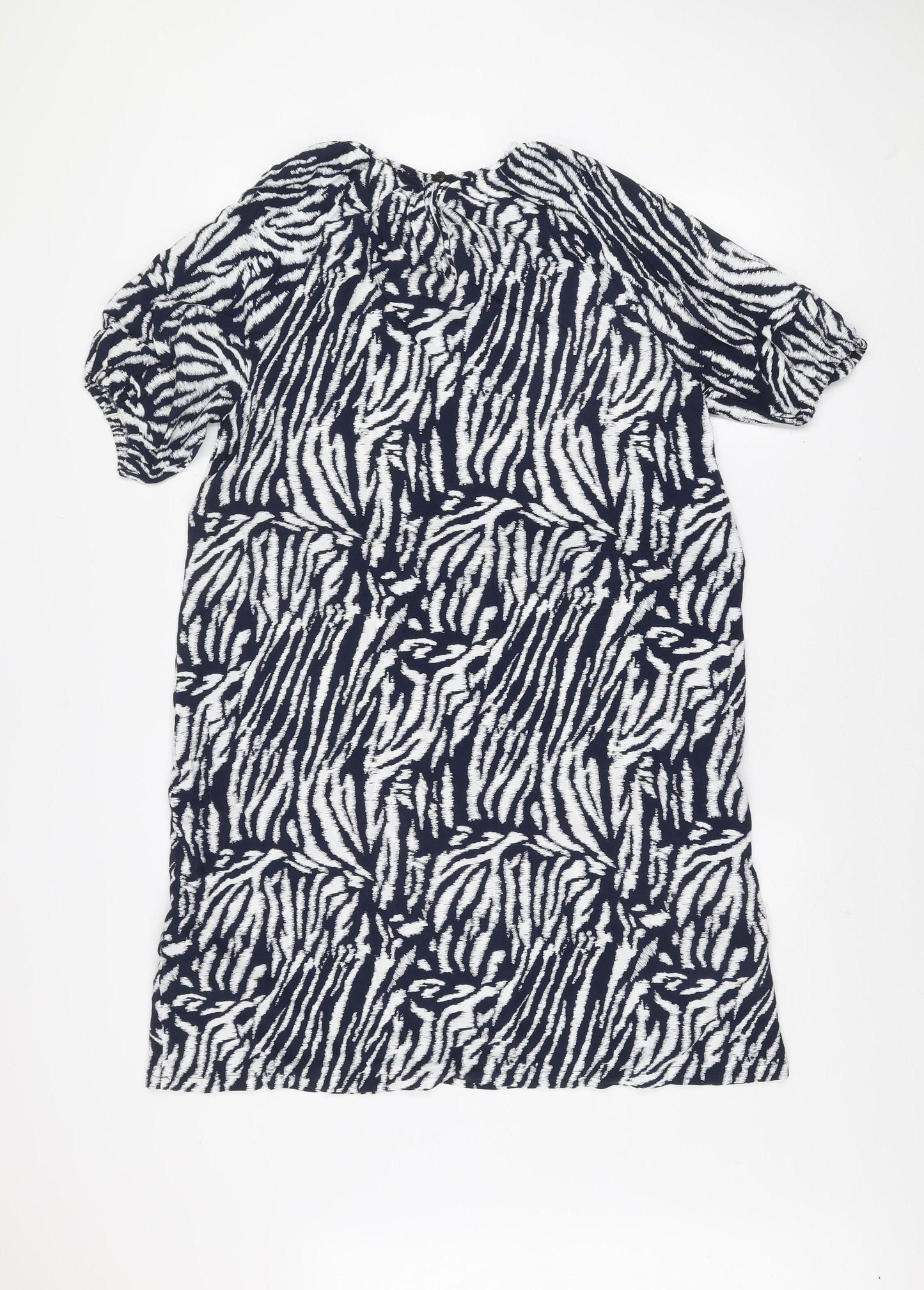 Marks and Spencer Women Blue Zebra Print Short Sleeve Shift Dress Size 10