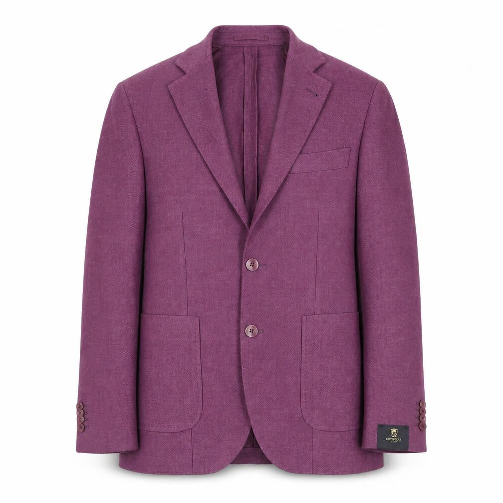 Front view of Gutteridge Women's Purple Wool Blend Classic Blazer, size 16