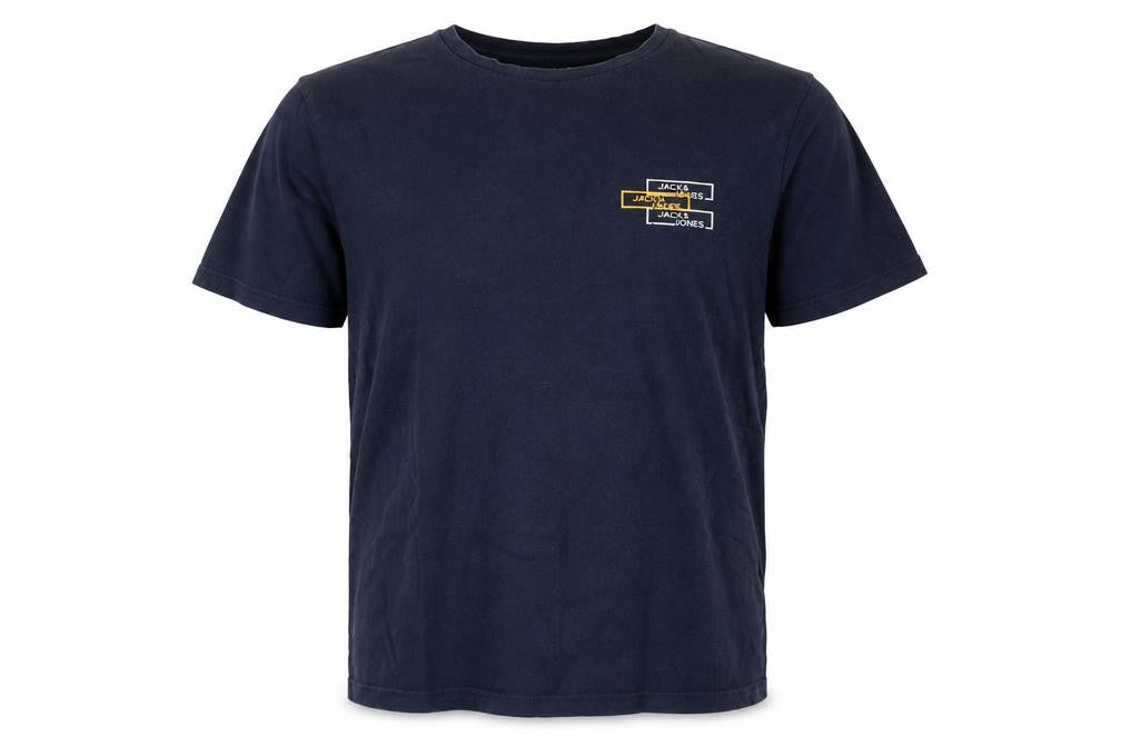 Jack & Jones Men's Blue Logo Graphic Cotton T-Shirt Size L