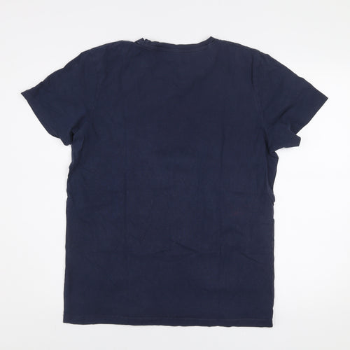 Jack & Jones Men's Blue Logo Graphic Cotton T-Shirt Size L
