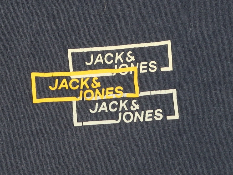 Jack & Jones Men's Blue Logo Graphic Cotton T-Shirt Size L