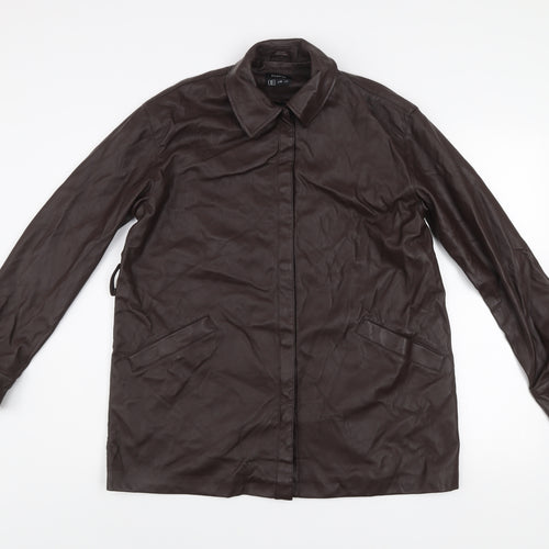 Firetrap Womens Brown Faux Leather Mid-Length Jacket UK 12