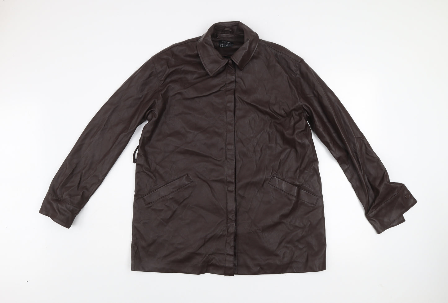 Firetrap Womens Brown Faux Leather Mid-Length Jacket UK 12