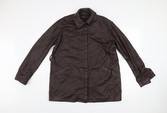 Firetrap Womens Brown Faux Leather Mid-Length Jacket UK 12