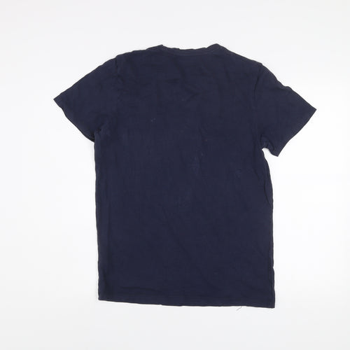 Jack & Jones Men Blue Regular Fit Cotton Crew Neck T-Shirt Size M