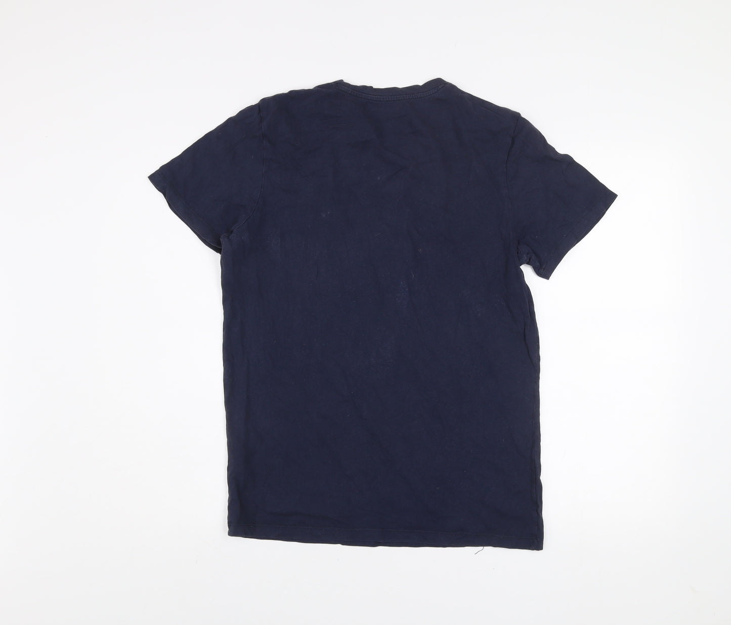 Jack & Jones Men Blue Regular Fit Cotton Crew Neck T-Shirt Size M