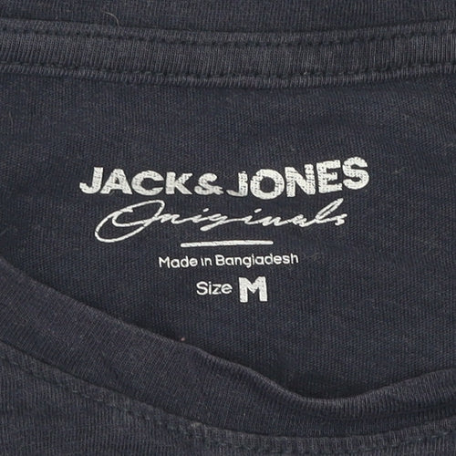 Jack & Jones Men Blue Regular Fit Cotton Crew Neck T-Shirt Size M