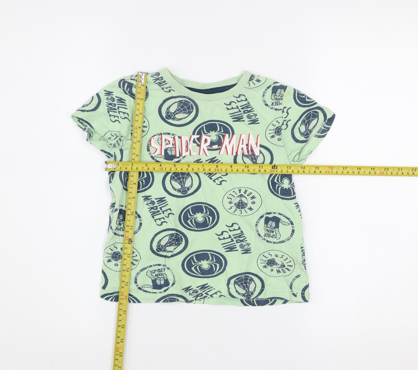 Marvel Boys Green Spider-Man Miles Morales T-Shirt 7 Years Short Sleeve