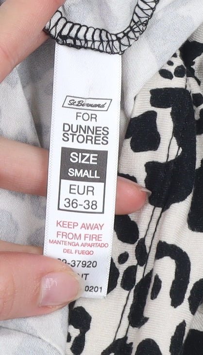 Dunnes Stores Womens Beige Animal Print High Neck Long Sleeve Blouse Size S