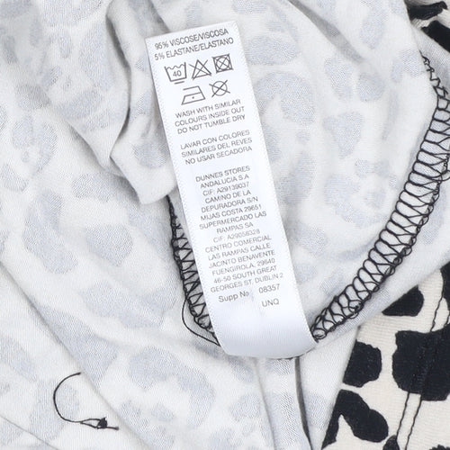 Dunnes Stores Womens Beige Animal Print High Neck Long Sleeve Blouse Size S