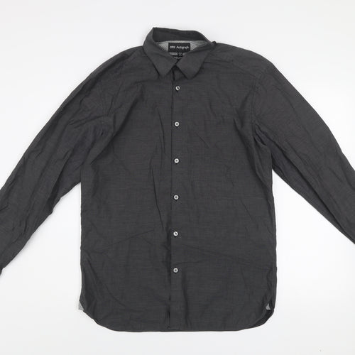 Marks and Spencer Autograph Men’s Black 15.5 Regular Fit Long Sleeve Cotton Shirt