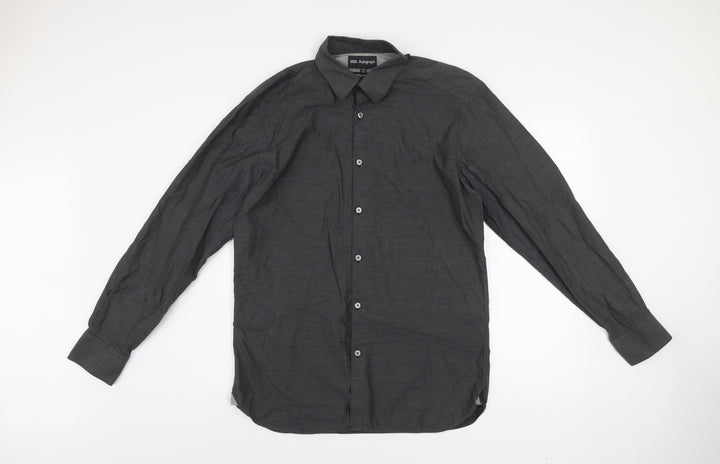 Marks and Spencer Autograph Men’s Black 15.5 Regular Fit Long Sleeve Cotton Shirt