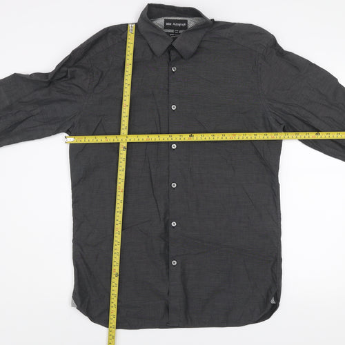 Marks and Spencer Autograph Men’s Black 15.5 Regular Fit Long Sleeve Cotton Shirt