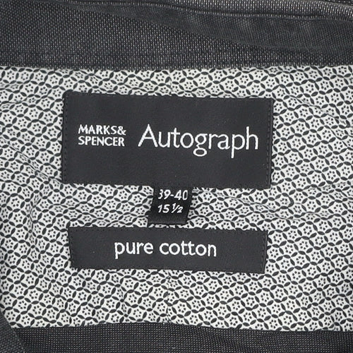 Marks and Spencer Autograph Men’s Black 15.5 Regular Fit Long Sleeve Cotton Shirt
