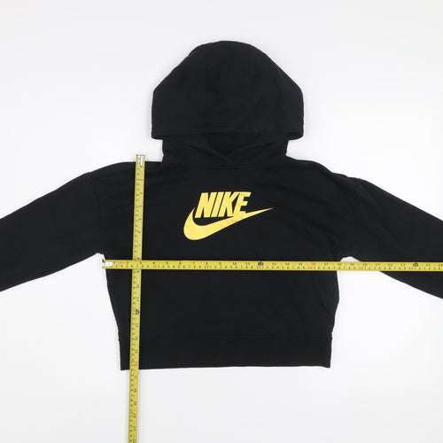 Nike Girls Black XL Hoodie Sweatshirt with Yellow Logo Cotton Blend