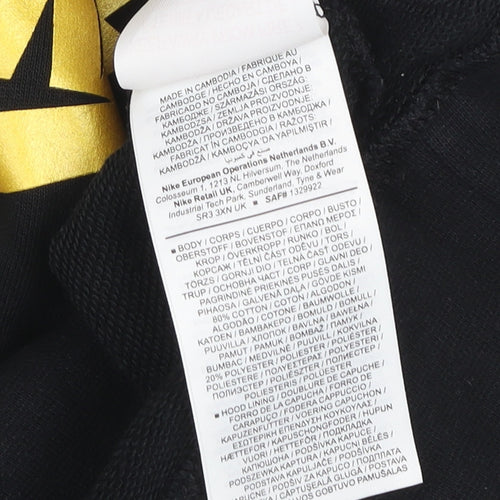 Nike Girls Black XL Hoodie Sweatshirt with Yellow Logo Cotton Blend