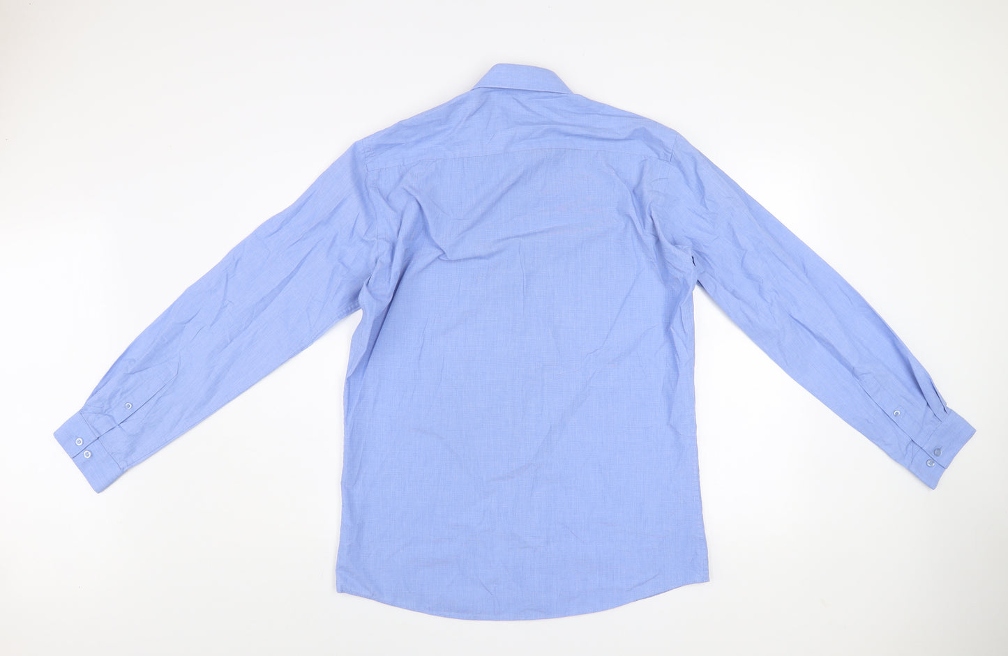 Dunnes Men's Blue Slim Fit Long Sleeve Button-Up Shirt Size 16