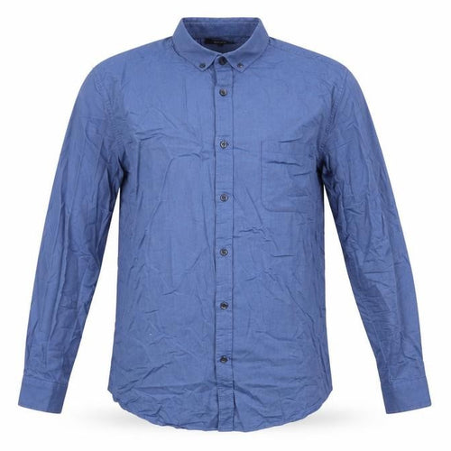 Dunnes Stores Men's Blue Regular Fit Cotton Long Sleeve Button-Up Shirt Size L