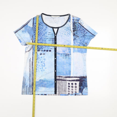 Kalisson Women’s Blue Abstract Print Jersey T-Shirt Size 14