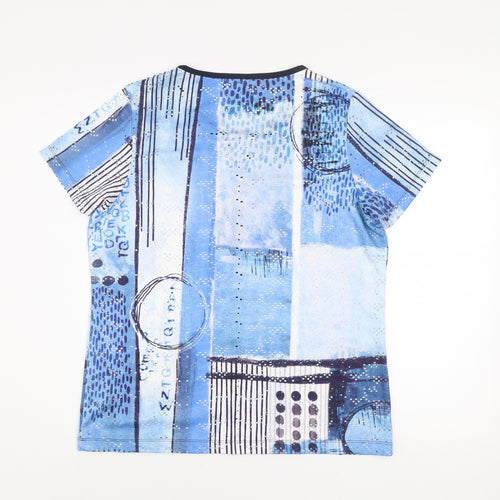 Kalisson Women’s Blue Abstract Print Jersey T-Shirt Size 14