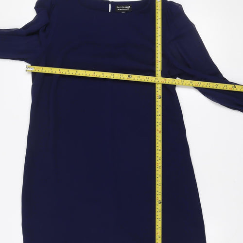 Warehouse Women Blue Size 12 Shift Beaded Cuff Party Dress