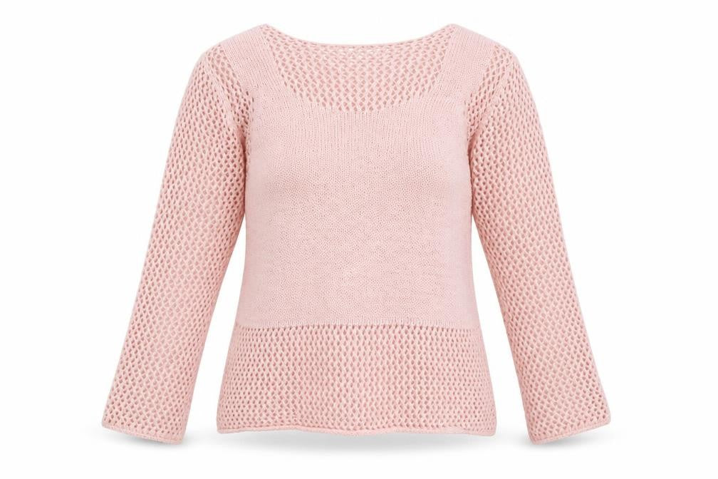 Front view of Peruzzi Women's Pink Open-Knit Cotton Blend jumper L