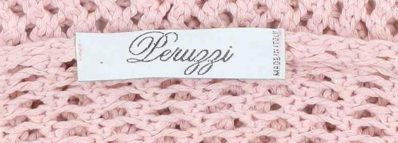 Peruzzi Women's Pink Open-Knit Cotton Blend Pullover Jumper L