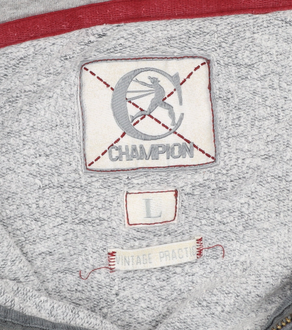 Champion Men’s Grey L Hooded Full Zip Track Jacket Cotton Blend