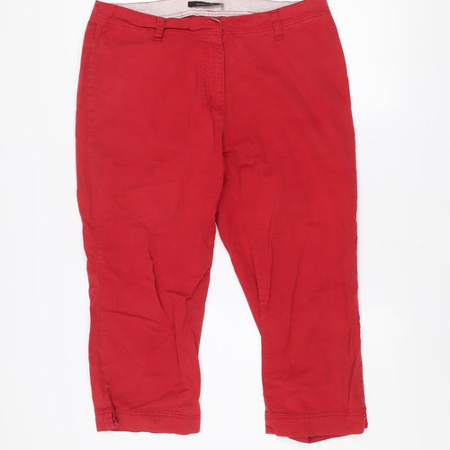 St. Bernard Women Red Cotton Stretch Capri Trousers Size 16