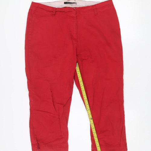 St. Bernard Women Red Cotton Stretch Capri Trousers Size 16